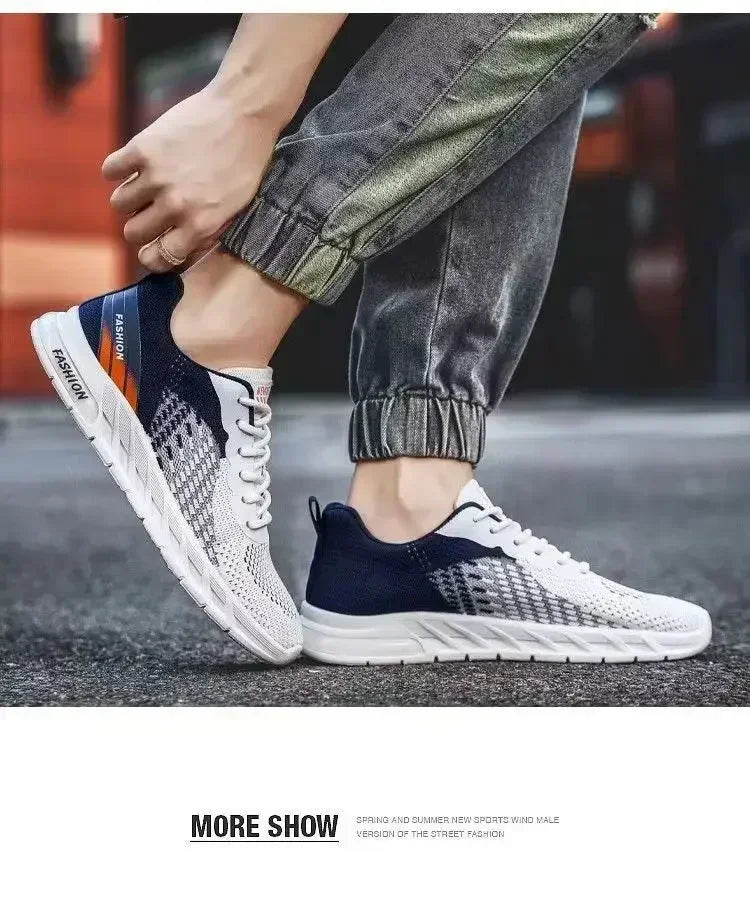 Mens Running Shoes Breathable Knit Sport Sneakers Cushion Casual Gym Athletic Trainers Outdoor Jogging Tennis Shoes