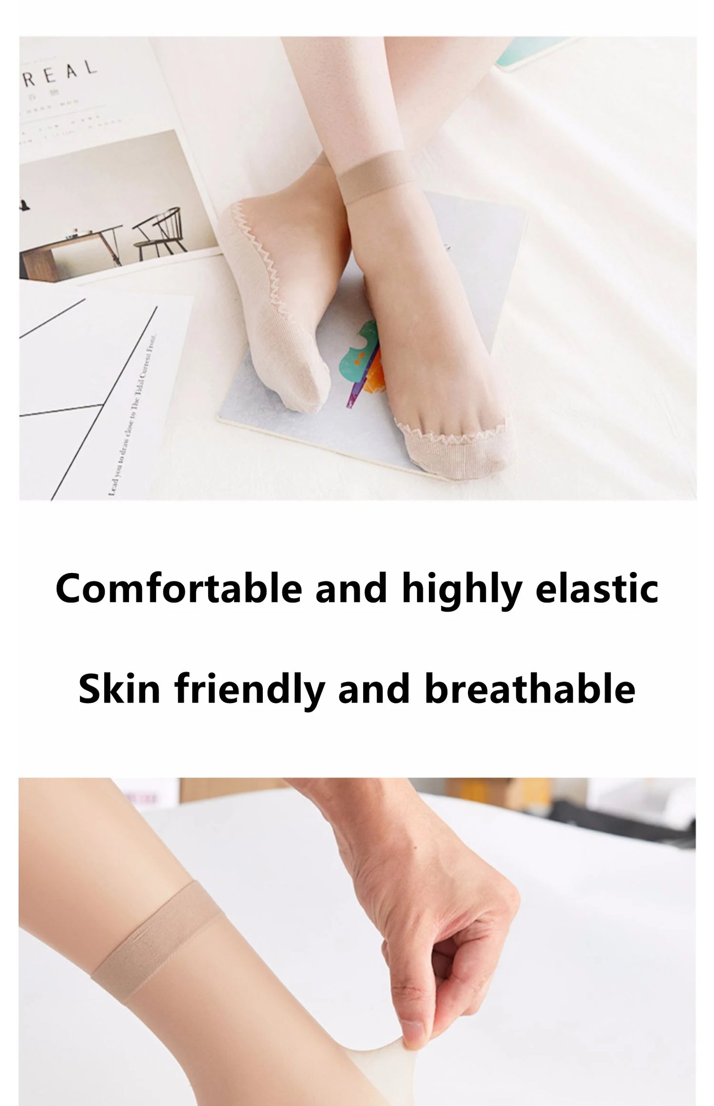 10pairs Womens Anti-Slip Cotton Socks ,Sweat Absorbing Anti-Slip Cotton Bottom Stretch Socks