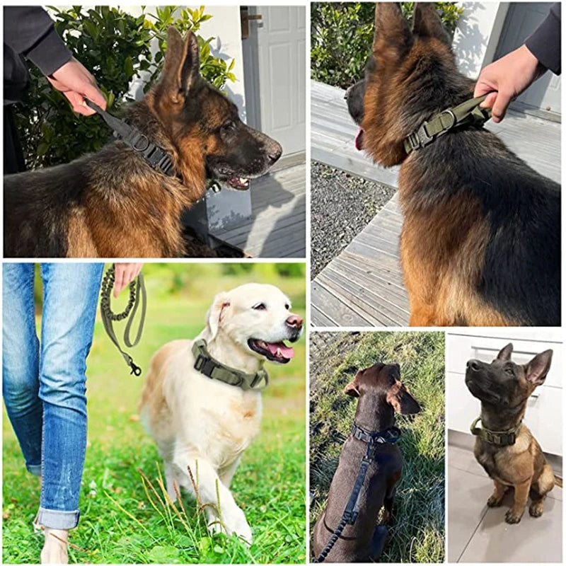 Dog Collar Durable Tactical Leash Set Adjustable Military Pet Collar Leash Medium Large Dog German Shepherd Training Accessories