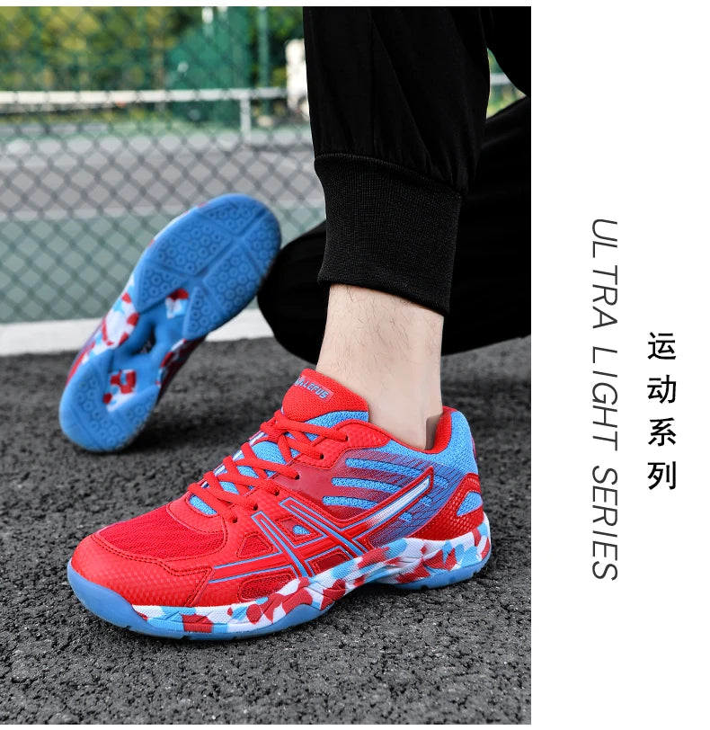 Women and Men Sports Shoes Professional Badminton Shoes Comfortable Breathable Tennis Shoes Shock Absorbing Volleyball Shoes Men