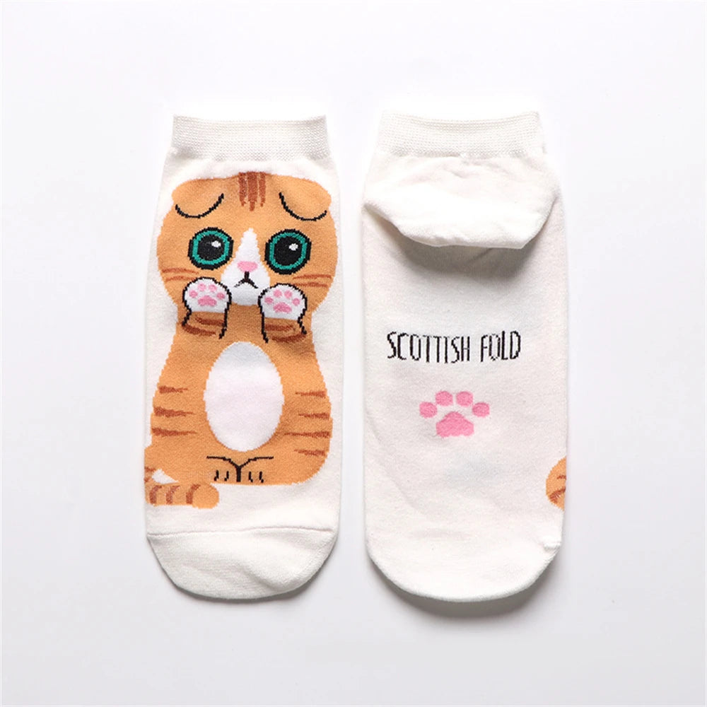 New Women Animal Ankle Socks With Letters Cat Kitten Pet For Elder Children Or Adult Unisex Sokken Novel Gift Dropship