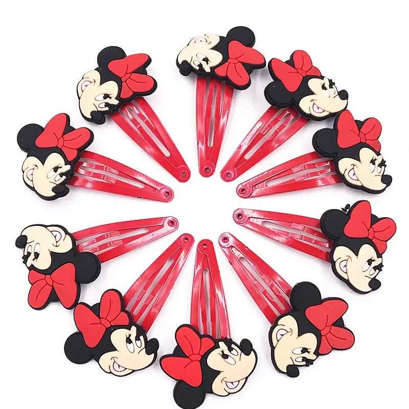 10PCS Mickey Minnie Disney Elastic Hair Rubber Band Headband Hair Accessories Girls Cartoon Hair Gum Hair Bows Korean