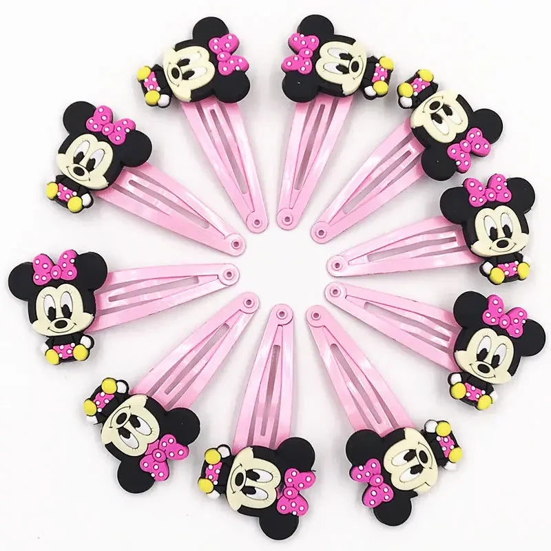 10PCS Mickey Minnie Disney Elastic Hair Rubber Band Headband Hair Accessories Girls Cartoon Hair Gum Hair Bows Korean