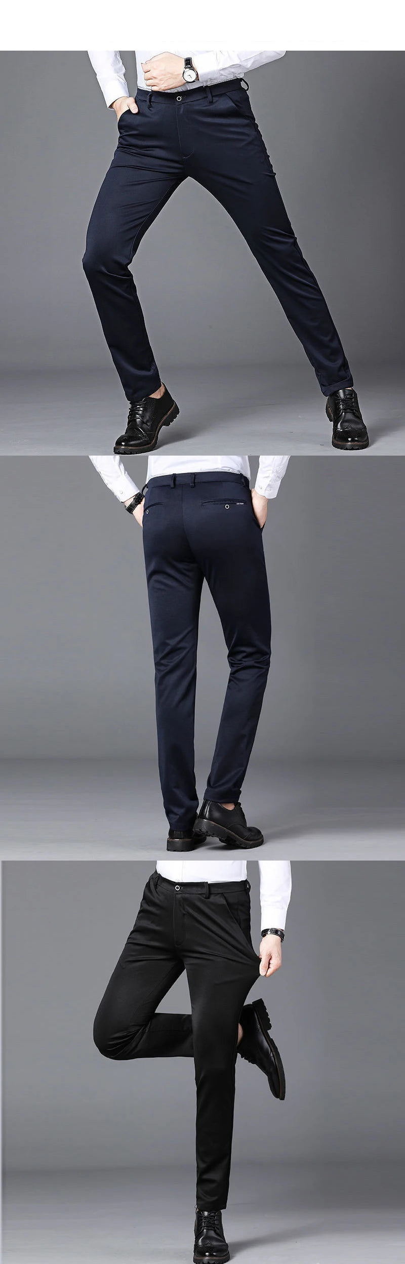 Men's Spring Autumn Fashion Business Casual Long Pants Suit Pants Male Elastic Straight Formal Trousers Plus Big Size 28-40