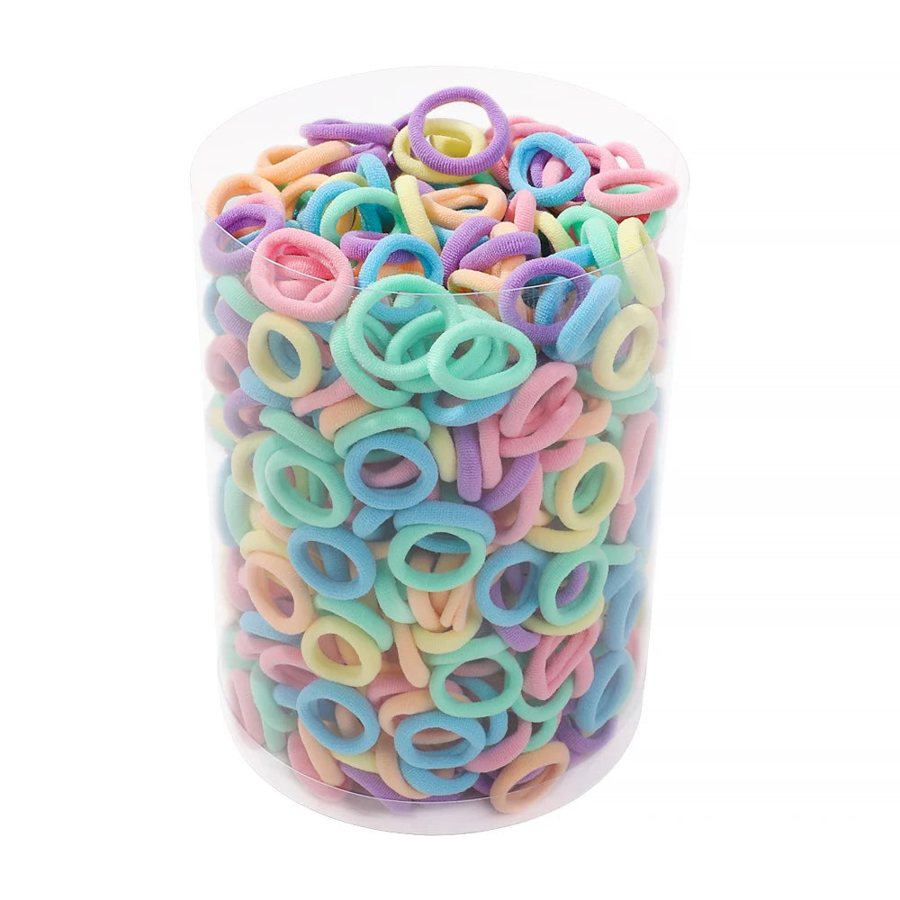 100PCS Colorful Basic Nylon Ealstic Hair Ties for Girls Ponytail Hold Scrunchie Rubber Band Kid Fashion Baby Hair Accessories