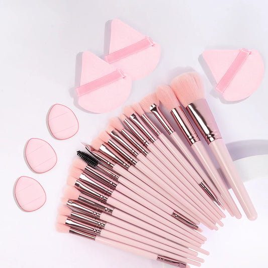 MAANGE 20PCS Makeup Brush Cushion Puff Set Pink Kabuki Foundation Powder Concealer Eyeshadow Eyebrow Brushes Mini Triangle Puff