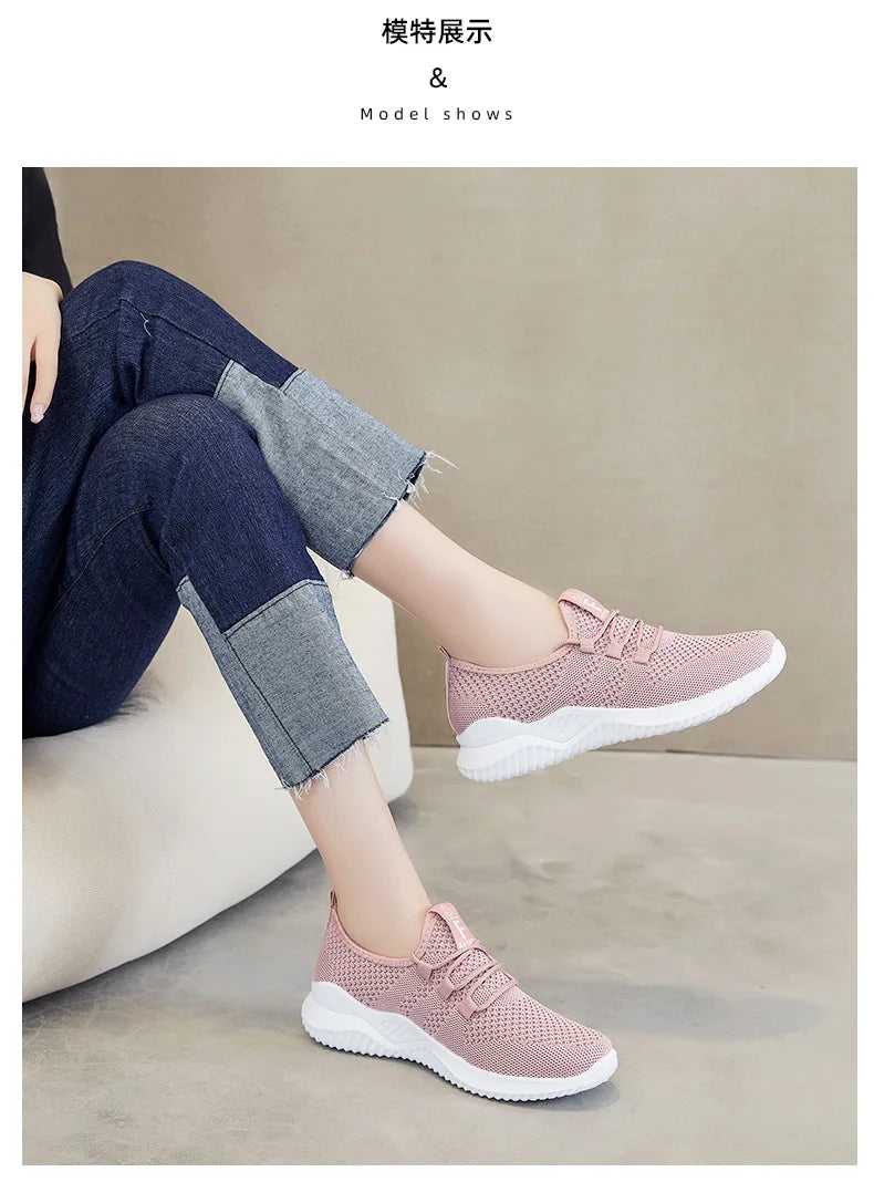 Women's shoes 2024 mesh breathable comfortable sports shoes soft sole lightweight fashion casual shoes