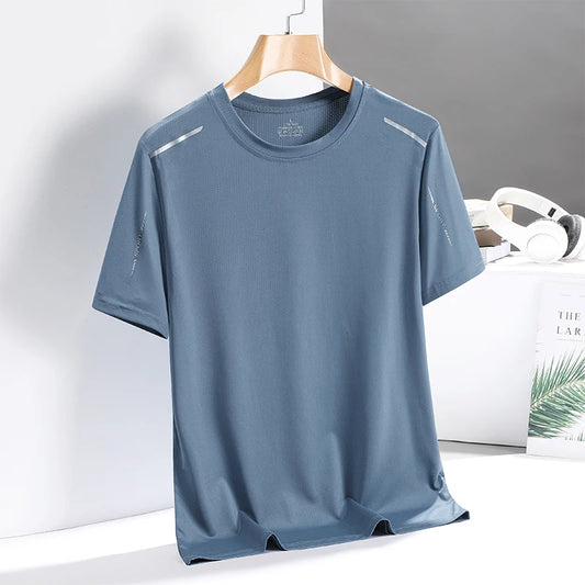 2024 Sports T-shirt for Running Men Short Sleeved Ice Silk Summer Top Quick Drying Basketball Fitness  Polo T Shirt for Men