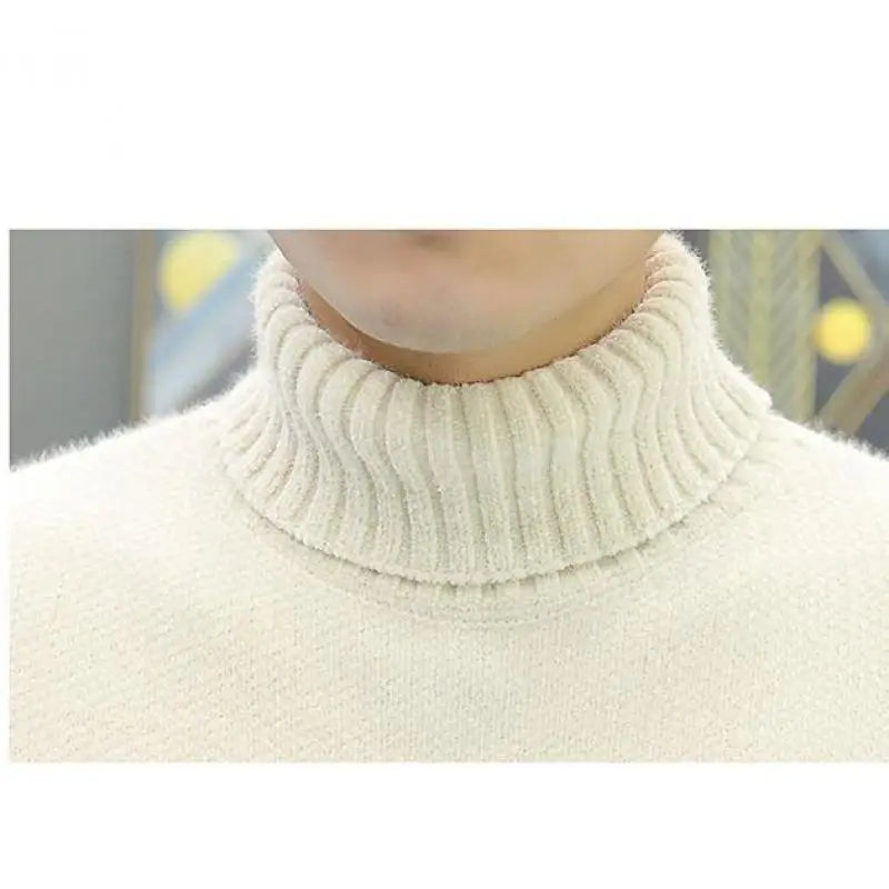 2024 Men Brand High Neck Knitted Pullover New Arrivals Male Fashion Streetwear Casual Slim Solid Color Turtleneck Sweater Male