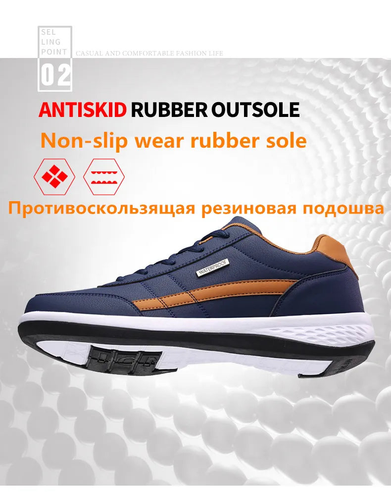 Leather Men Shoes Sneakers Trend Casual Shoe Italian Breathable Leisure Male Sneakers Non-slip Footwear Men Vulcanized Shoes