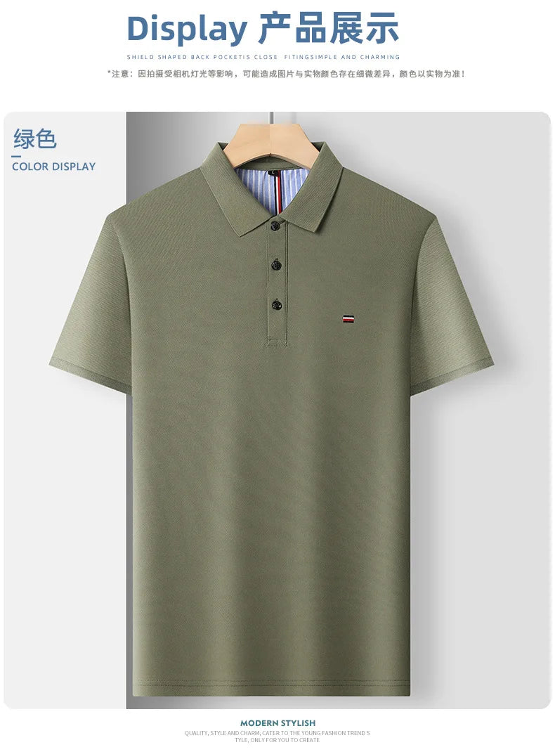 Men's Short Sleeved T-shirt 100 Pure Cotton Polo Shirt With Embroidered Collar, Heavy-duty And Versatile Half Sleeved Men's Shir