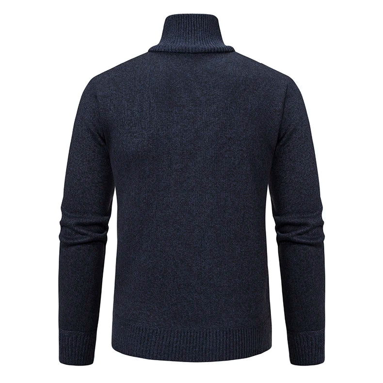 Pullover Men Sweater Cashmere Thick Polo Shirts Korean Half Zipper Cold Blouse Stand Collar Autumn Winter Outerwear Luxury Cloth