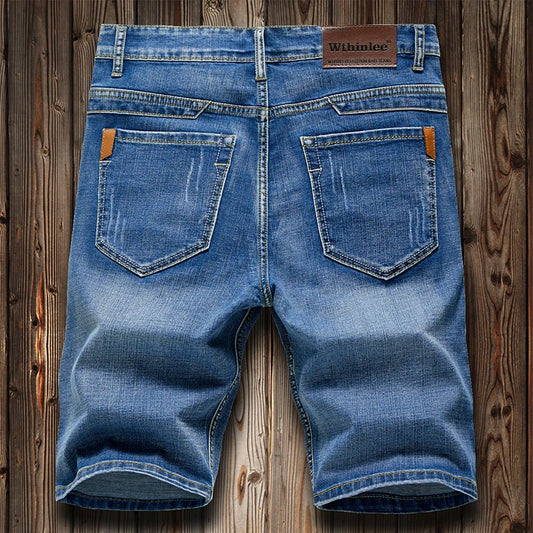 Summer Shorts Jeans Men Denim Pants Stretch Dark Blue Fashion Design Men's Jeans Slim Straight Male Short Jeans Hombre