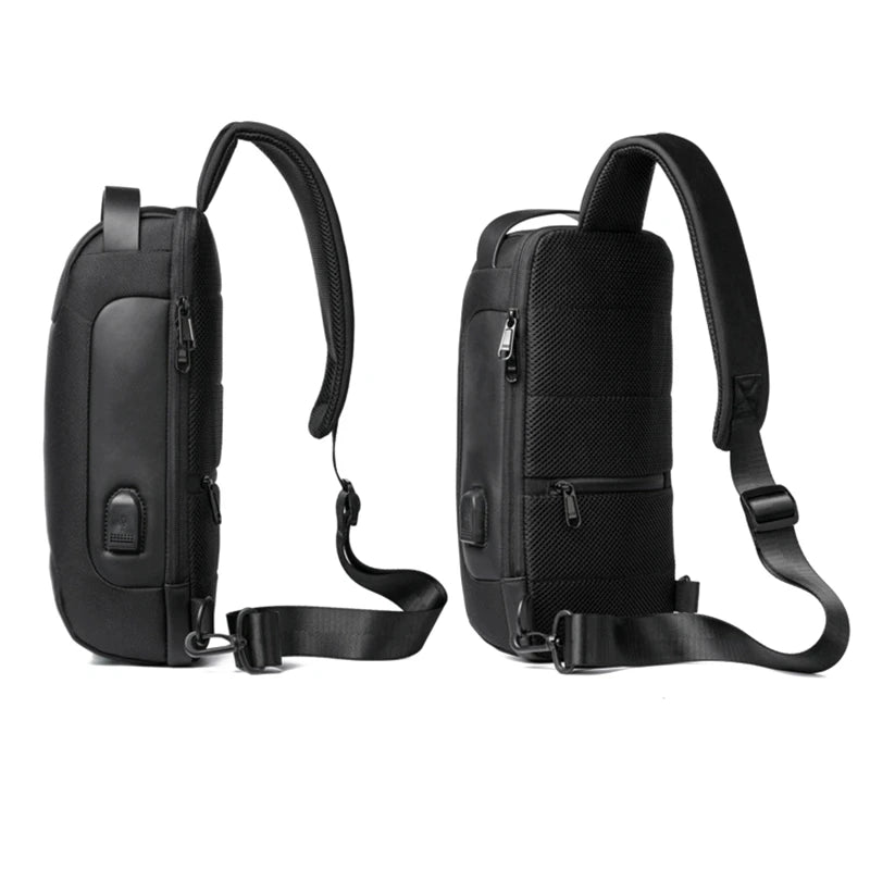 Men'S Usb Crossbody Bag Anti-Theft Shoulder Bags Waterproof Oxford Waist Bag Multifunction Short Travel Messenger Chest Pack