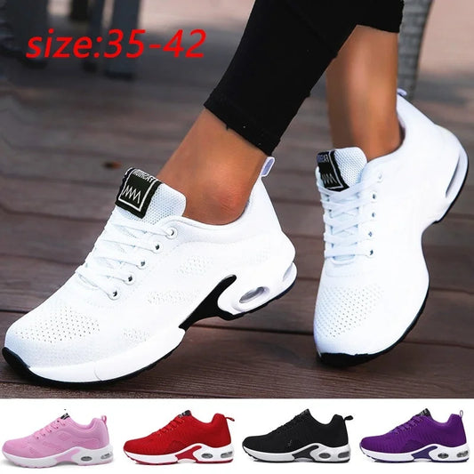 Fashion Women Lightweight Sneakers Running Shoes Outdoor Sports Shoes Breathable Mesh Comfort Running Shoes Air Cushion Lace Up