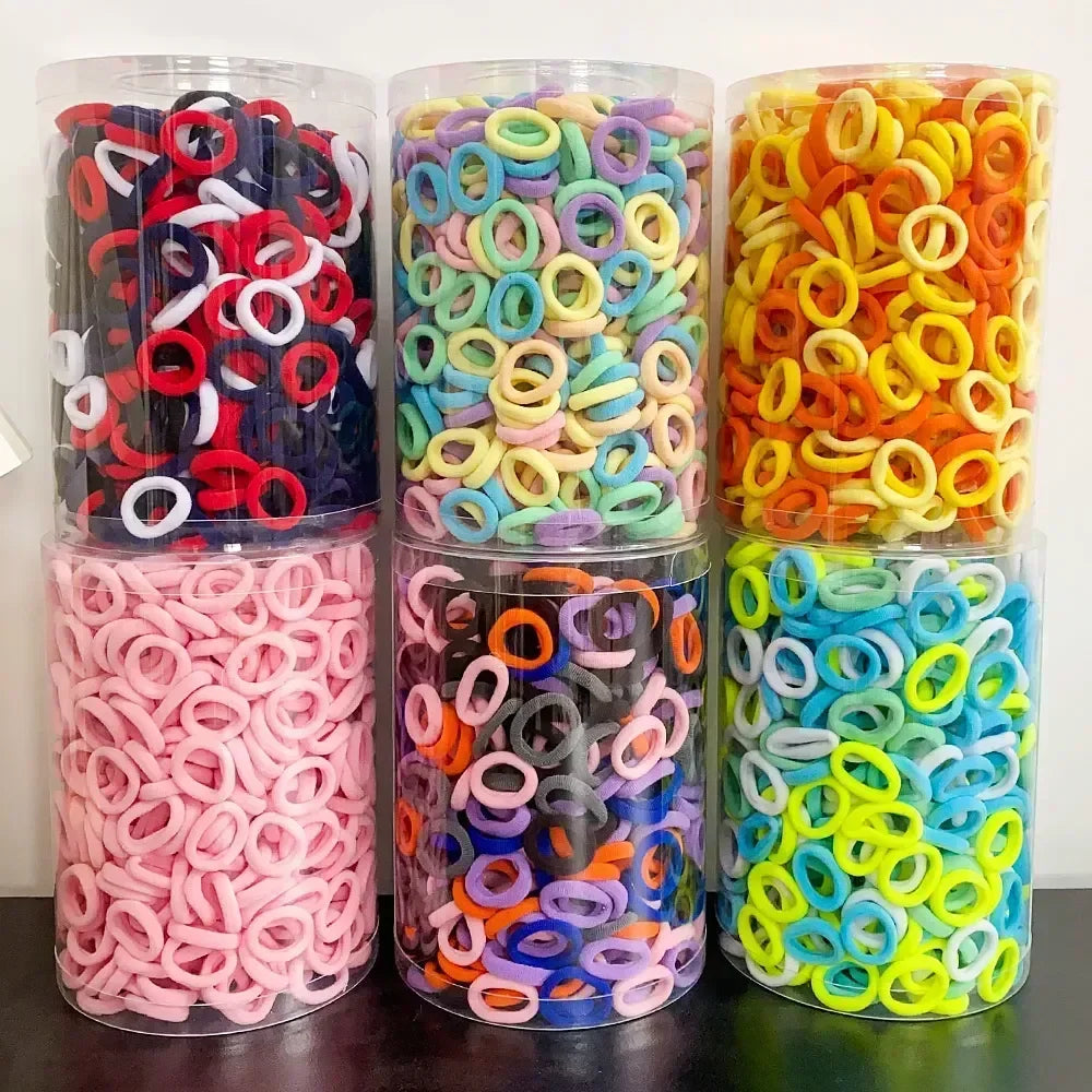 200PCS Baby Girls Colorful Nylon Elastic Hair Bands Ponytail Hold Small Hair Tie Rubber Bands Scrunchie Hair Accessories Gifts