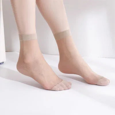 10/20/30pairs Women Elastic Silk Summer Socks Transparent Ultrathin Meias Socks Thin Crystal Nylon Short Ankle Sox Wholesale