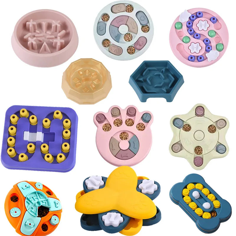 Dog Puzzle Toys Slow Food Dispenser Feeding Interactive Plate Bowl Non-Slip Anti-choking Increase IQ Cat Dogs Training Games