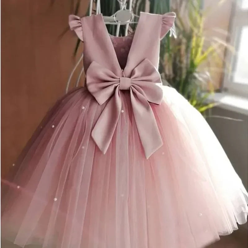 2024 Girls Baby Summer Dress Wedding Birthday Party Fluffy Lace Dress 1-5 Y Toddler Dress Elegant Tutu Vestidos Kids Clothes