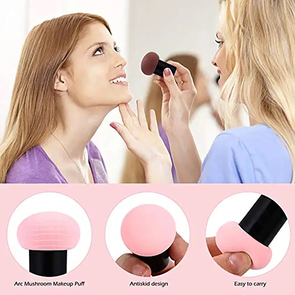 Mushroom Head Makeup Sponge Dry Wet Dual-use Cosmetic Powder Puff with Handle Case Professional Foundation Creams Beauty Tools