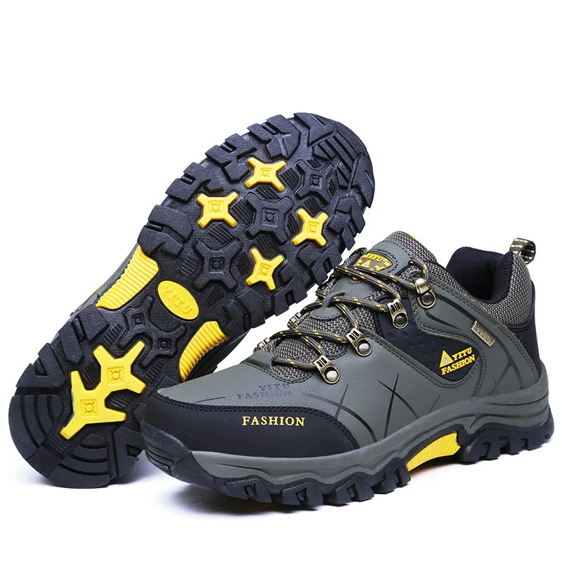 Shoes for Men 2023 New Men Sneakers Leather Waterproof Mountaineering Camping Hiking Shoes Thick Sole Comfortable Running Shoes