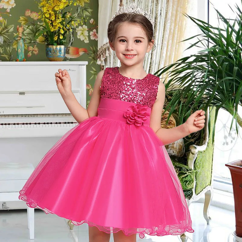 Girl Dress Flower Embroidered Bow Princess Dress Children Lace Mesh Tutu Wedding Christmas Birthday Party Dress Girl Dress