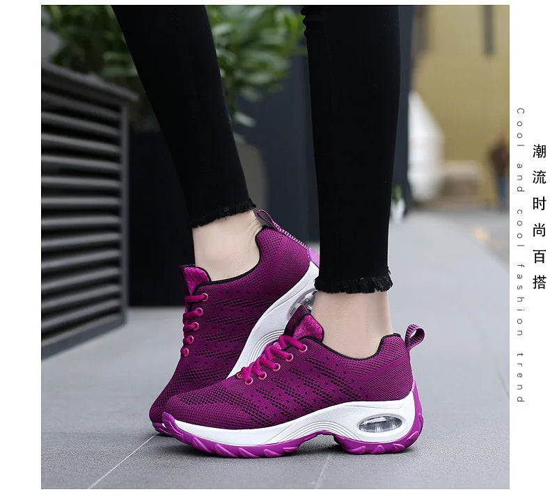 Woman Sneakers Fashion Casual Shoes Summer Air Cushion Mesh Female Shoes Comfortable Breathable Heightening Sneakers for Women