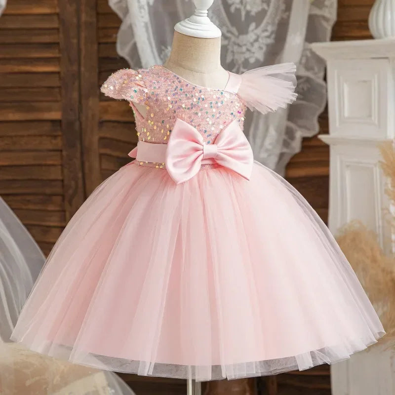 Summer Dress 1Yrs Kid Christening Princess Dress Vestidos Toddler Birthday Party Children 3D Butterfly Baptism Baby Girl Clothes