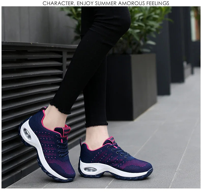 Woman Sneakers Fashion Casual Shoes Summer Air Cushion Mesh Female Shoes Comfortable Breathable Heightening Sneakers for Women