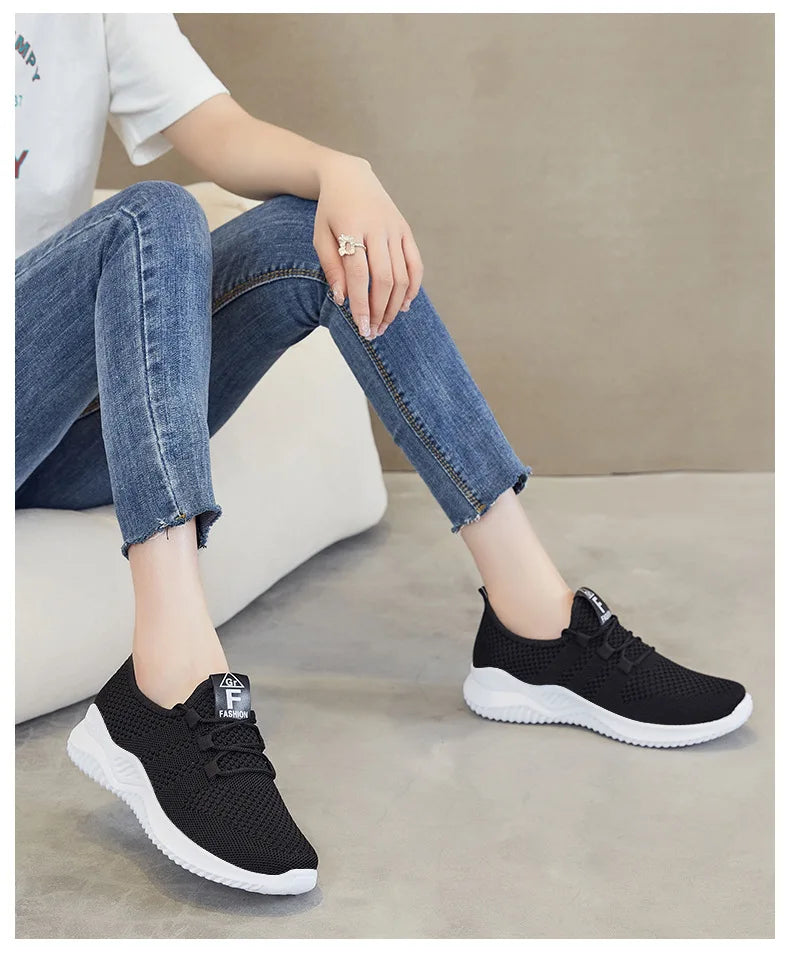 Women's shoes 2024 mesh breathable comfortable sports shoes soft sole lightweight fashion casual shoes