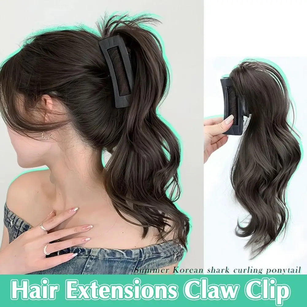 Synthetic Ponytail Extension Claw Clip Style Ponytail Extension Short Wave Curly Hair Women's Half Tied Ponytail Grip Wig