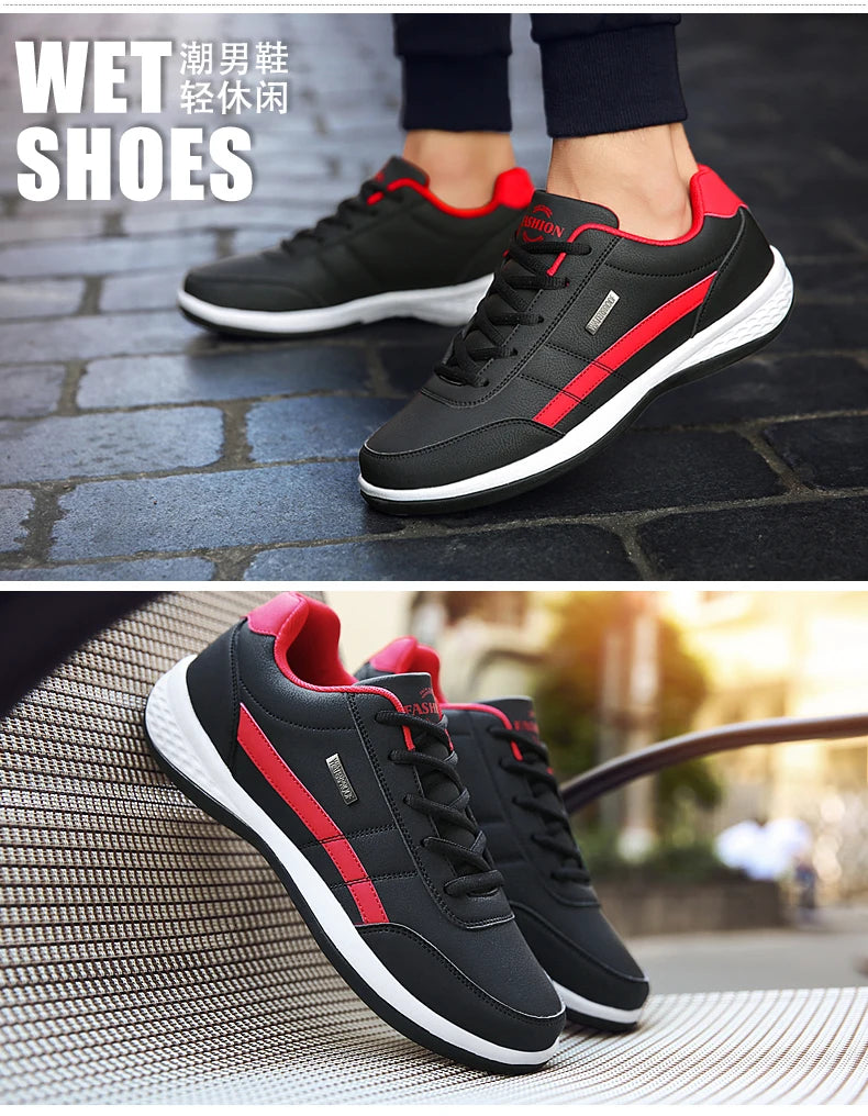 Leather Men Shoes Sneakers Trend Casual Shoe Italian Breathable Leisure Male Sneakers Non-slip Footwear Men Vulcanized Shoes