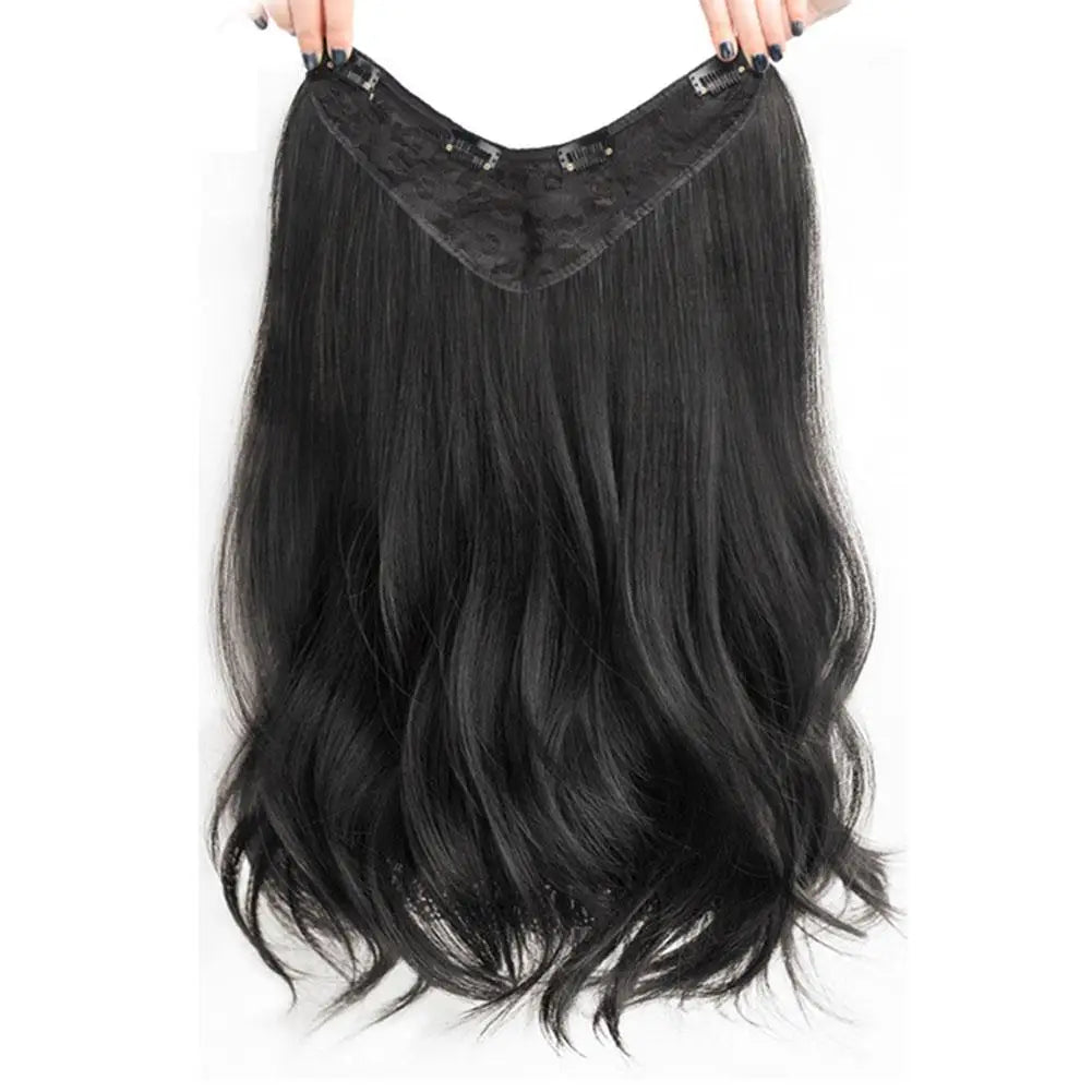 Women's V-shaped Micro-curly Long Hair Extension Synthetic Wig One-piece Hair Extension Piece Fluffy Increase Hair Volume