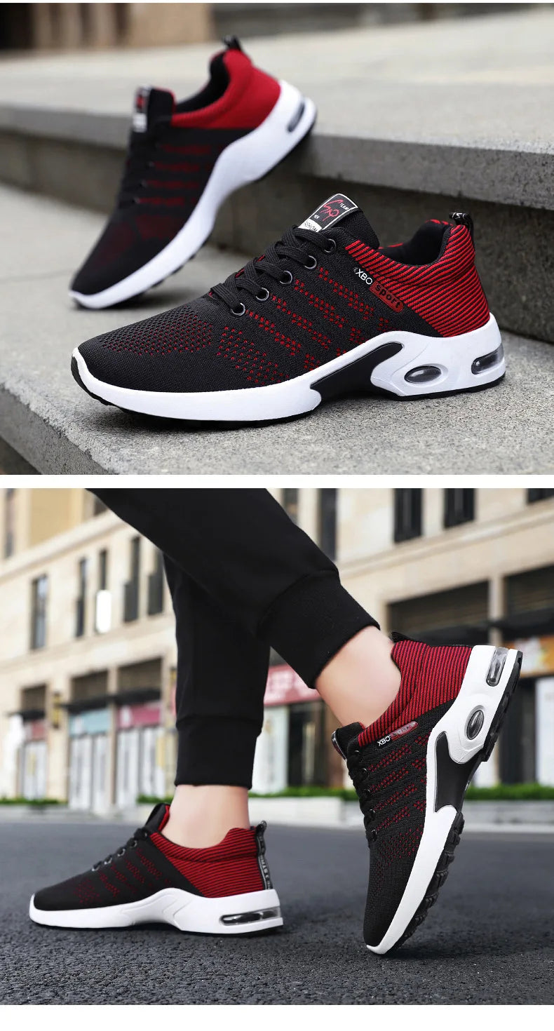 New Trendy Fashion Shoes Men's Breathable Lace-Up Running Shoes Light Casual Sports Wear Resistant Mesh Shoes