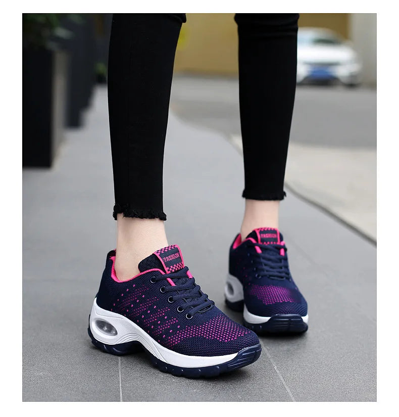 Woman Sneakers Fashion Casual Shoes Summer Air Cushion Mesh Female Shoes Comfortable Breathable Heightening Sneakers for Women