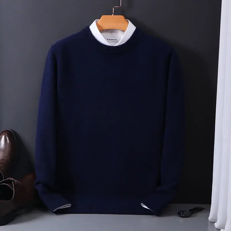 2024 Cashmere Sweater O-neck Pullovers Men's Loose Oversized M-3XL Knitted Bottom Shirt Autumn Winter New Korean Casual Men Top