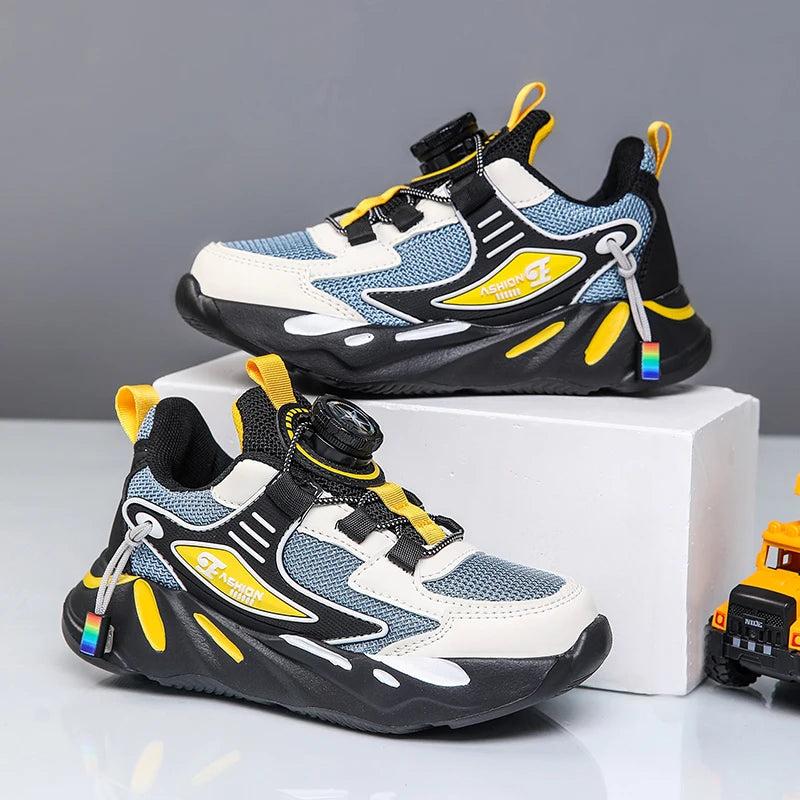 New Anti-skid Breathable Kids Sneakers for Boys Running Walking Lightweight Casual Shoes With Swivel Buckle Design