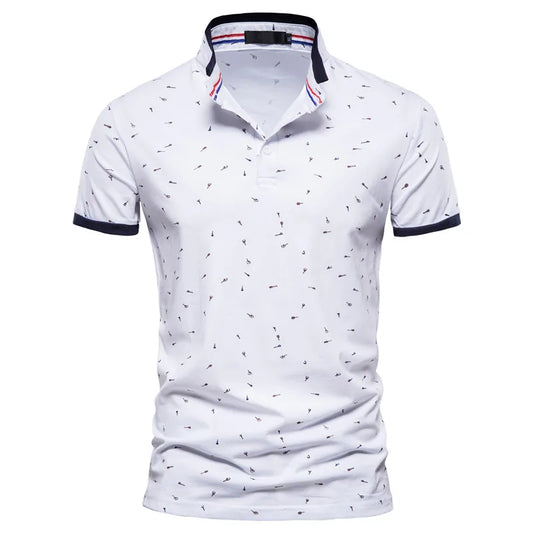 AIOPESON Casual Printed Polo Shirts Men Slim Fit Stand Collar Cotton Men's T-Shirt New Summer High Quality Classic Men Clothing