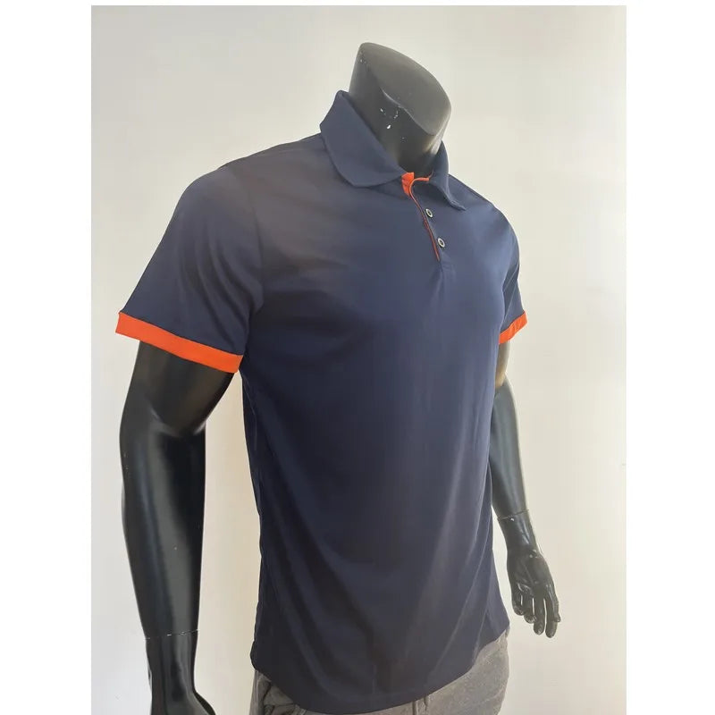 2023 New men's casual solid color short sleeved polo for foreign trade