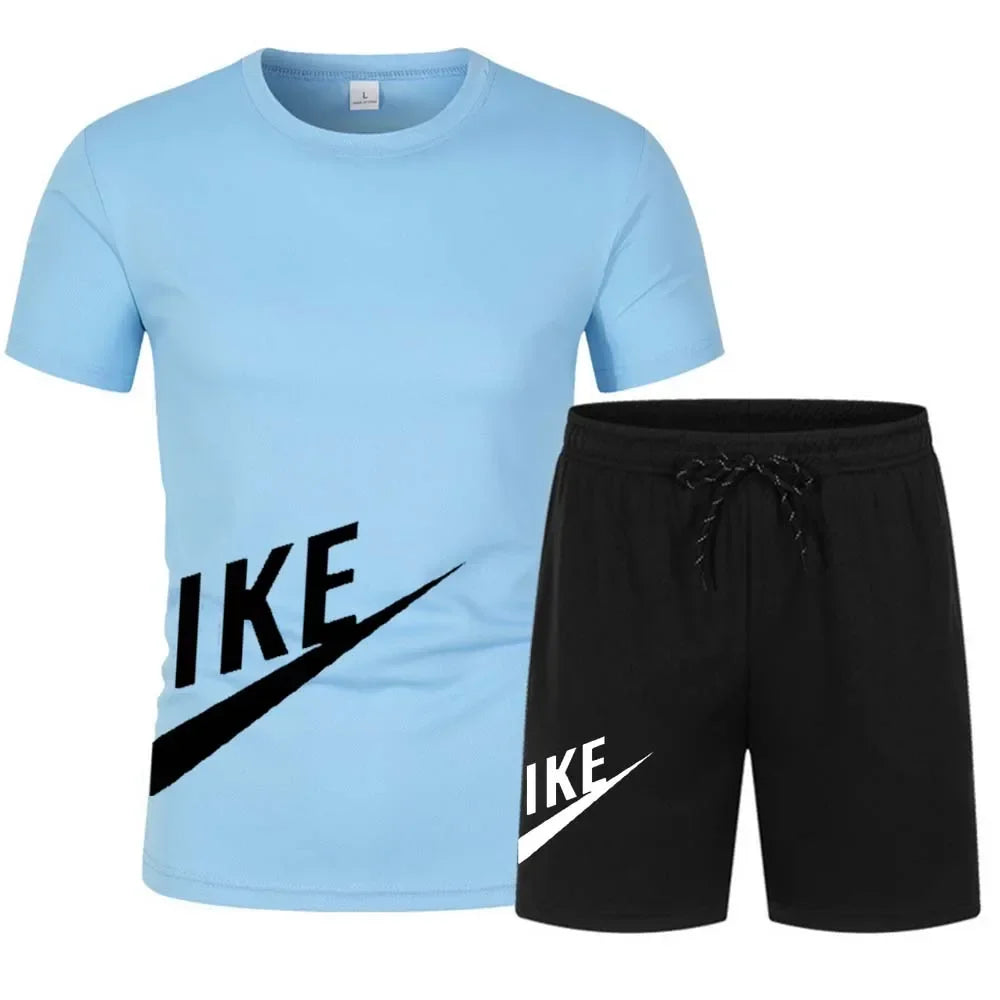 Summer men's suit fashion Korean sportswear men's short sleeve T-shirt + sports shorts suit men's casual men's wear