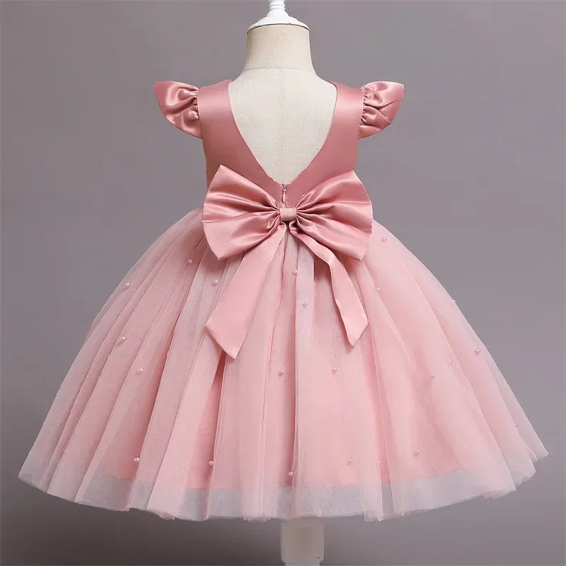 2024 Girls Baby Summer Dress Wedding Birthday Party Fluffy Lace Dress 1-5 Y Toddler Dress Elegant Tutu Vestidos Kids Clothes