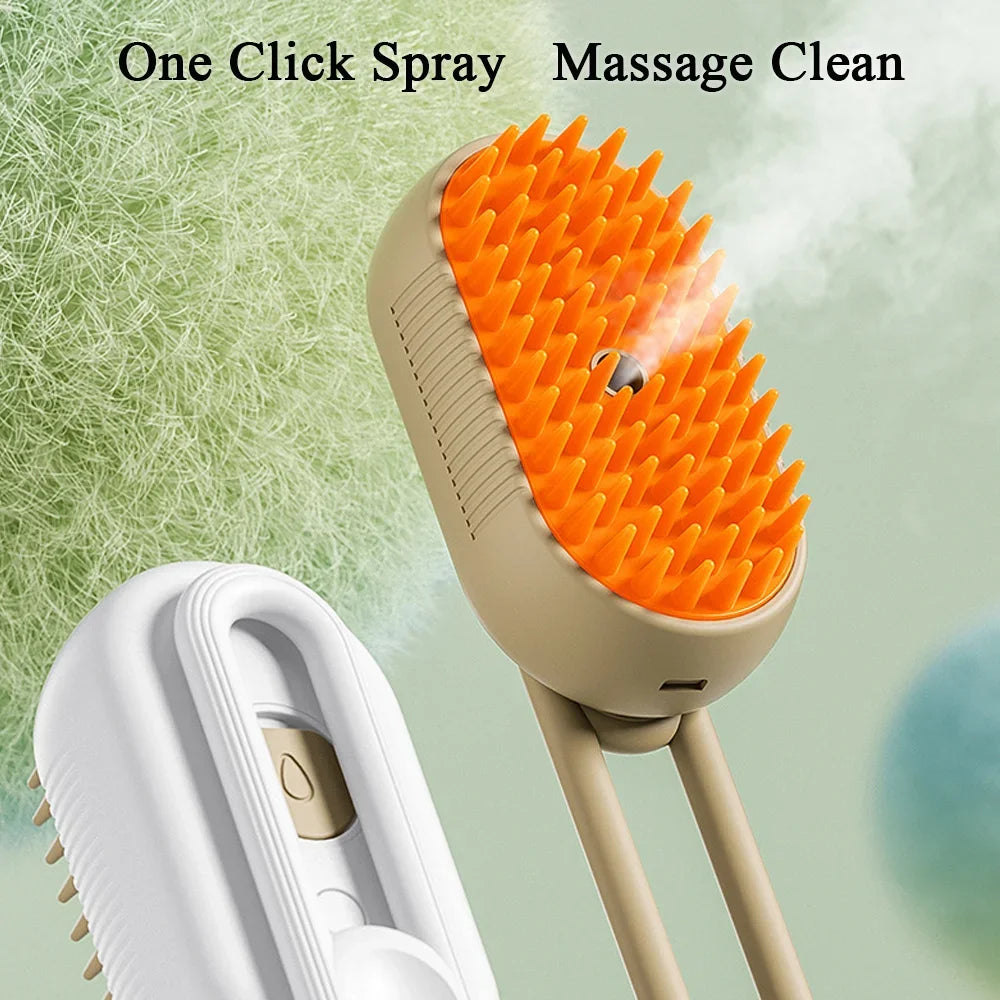 Cat Dog Pet Grooming Comb with Electric Spray Water Steam Soft Silicone Brush Kitten Pet Bath Brush Massage Pet Hair Remover