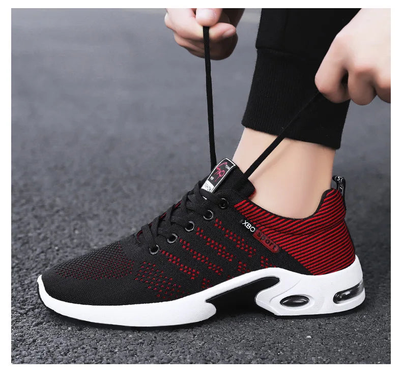 New Trendy Fashion Shoes Men's Breathable Lace-Up Running Shoes Light Casual Sports Wear Resistant Mesh Shoes