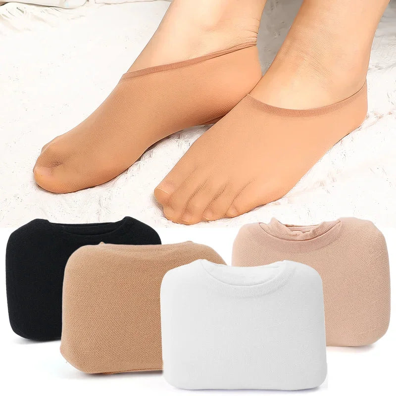 20pcs Non-slip Invisible Socks Slippers Seamless Ice Silk Ankle Boat Socks Summer Thin Solid Casual Breathable No Show Socks