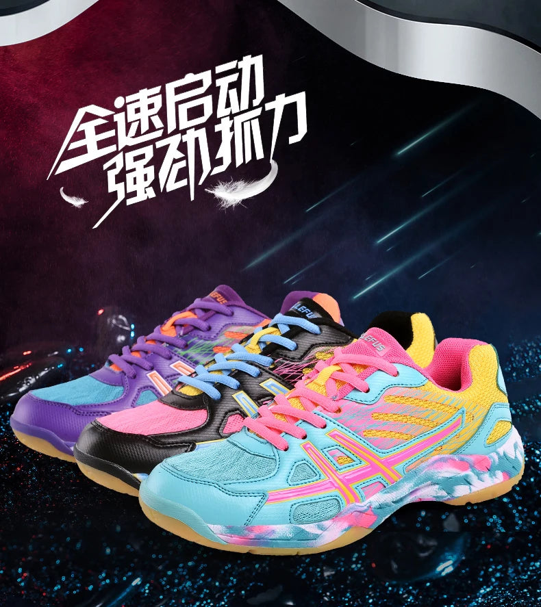 Women and Men Sports Shoes Professional Badminton Shoes Comfortable Breathable Tennis Shoes Shock Absorbing Volleyball Shoes Men