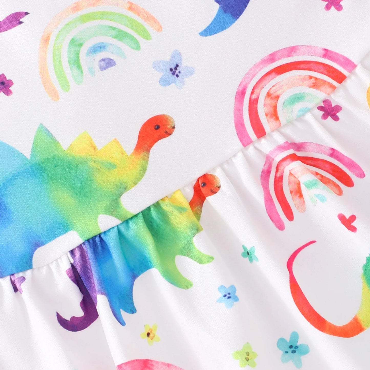 New Dinosaur Unicorn Dress Kids Girl Clothes Summer Short Sleeve Casua Fashion Birthday Baby Girl Dress 2 3 4 5 6 7 8 Years Old