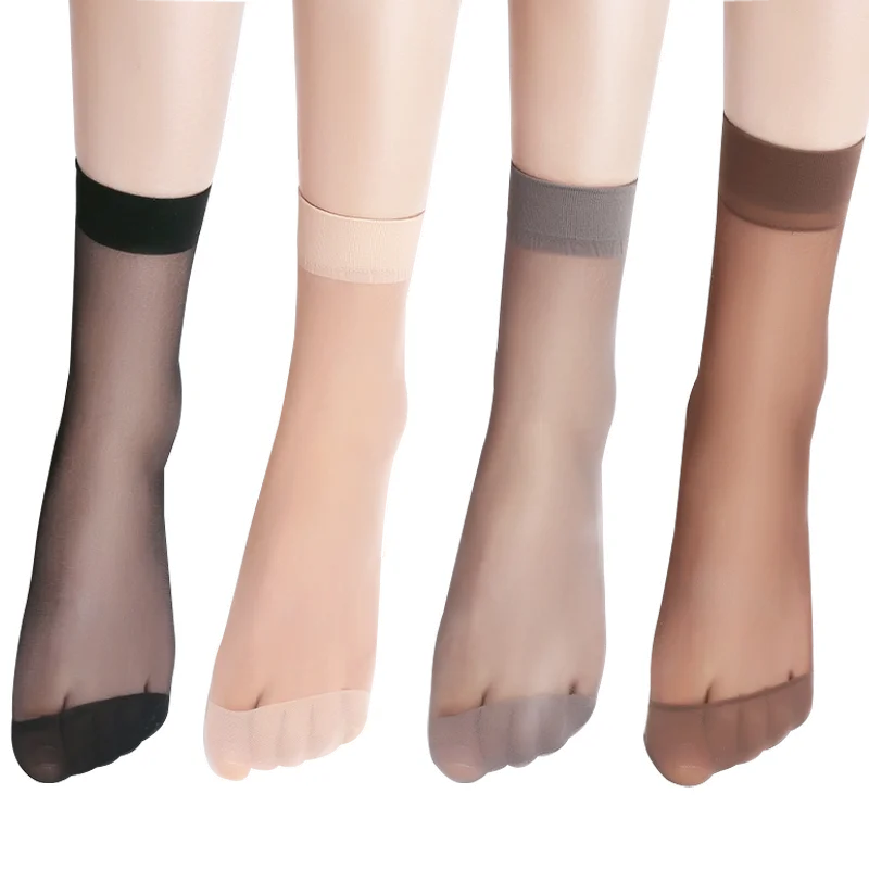 10/20/30pairs Women Elastic Silk Summer Socks Transparent Ultrathin Meias Socks Thin Crystal Nylon Short Ankle Sox Wholesale