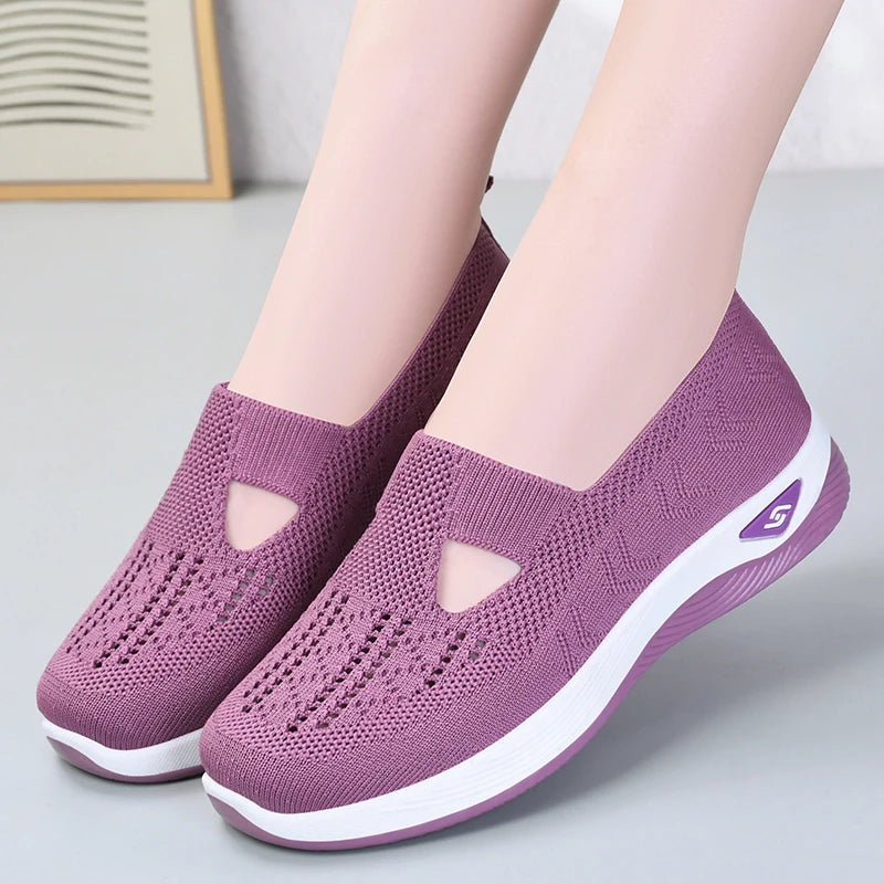 Summer New Comfort Casual Women's Shoes New Fashion Soft Sole Breathable Hollow Out Flat Shoes for Women Zapatos De Mujer