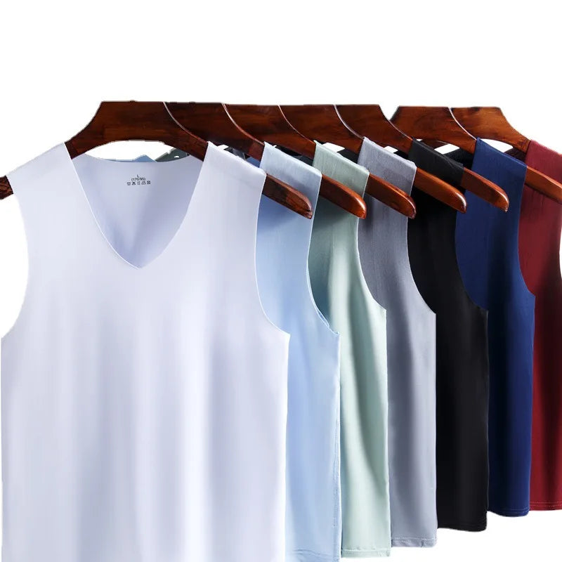 Summer Men's Tank Top Solid Color Quick-Drying Fitness Vest Cloth Sleeveless Waistcoat  Running Sports Trend Short-Sleeved Tees