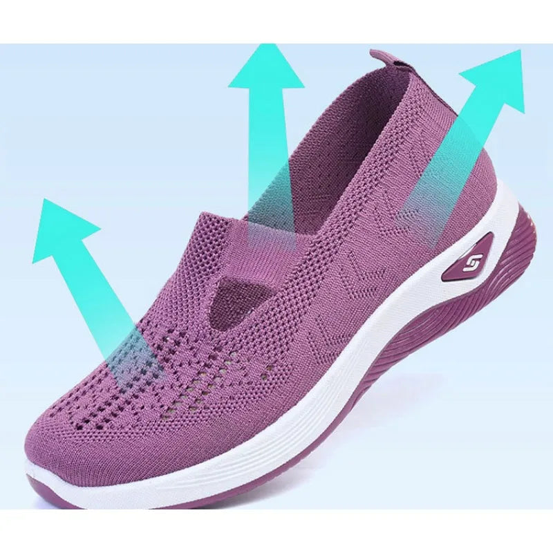 New Sports Shoes Women's Shoes Versatile Lightweight Anti Slip Casual Running Women's Mesh Breathable Flat Sole Zapatos De Mujer